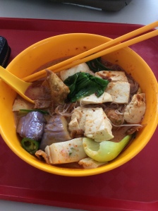 Laksa- you can barely see the noodles under all of the add-ons!